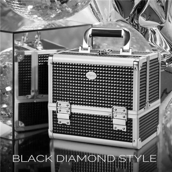 Makeup Box Organizer Large Makeup Case with Mirror 3-Tray Carrying Make-up Case - Picture 2 of 7